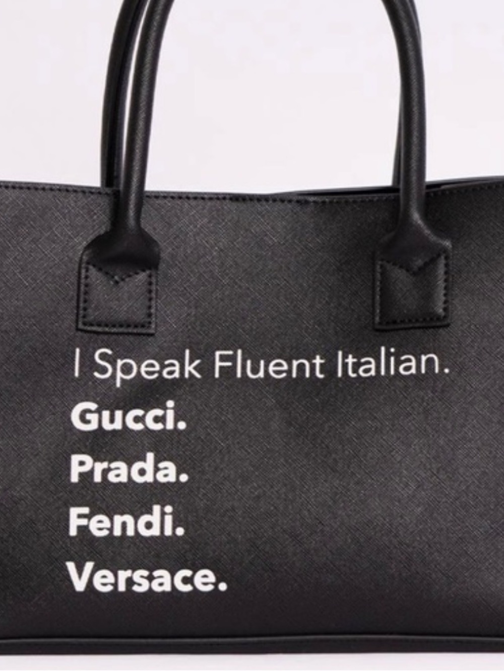 I Speak Fluent Italian Black Vegan Mini Tote Bag - Picture 4 of 4